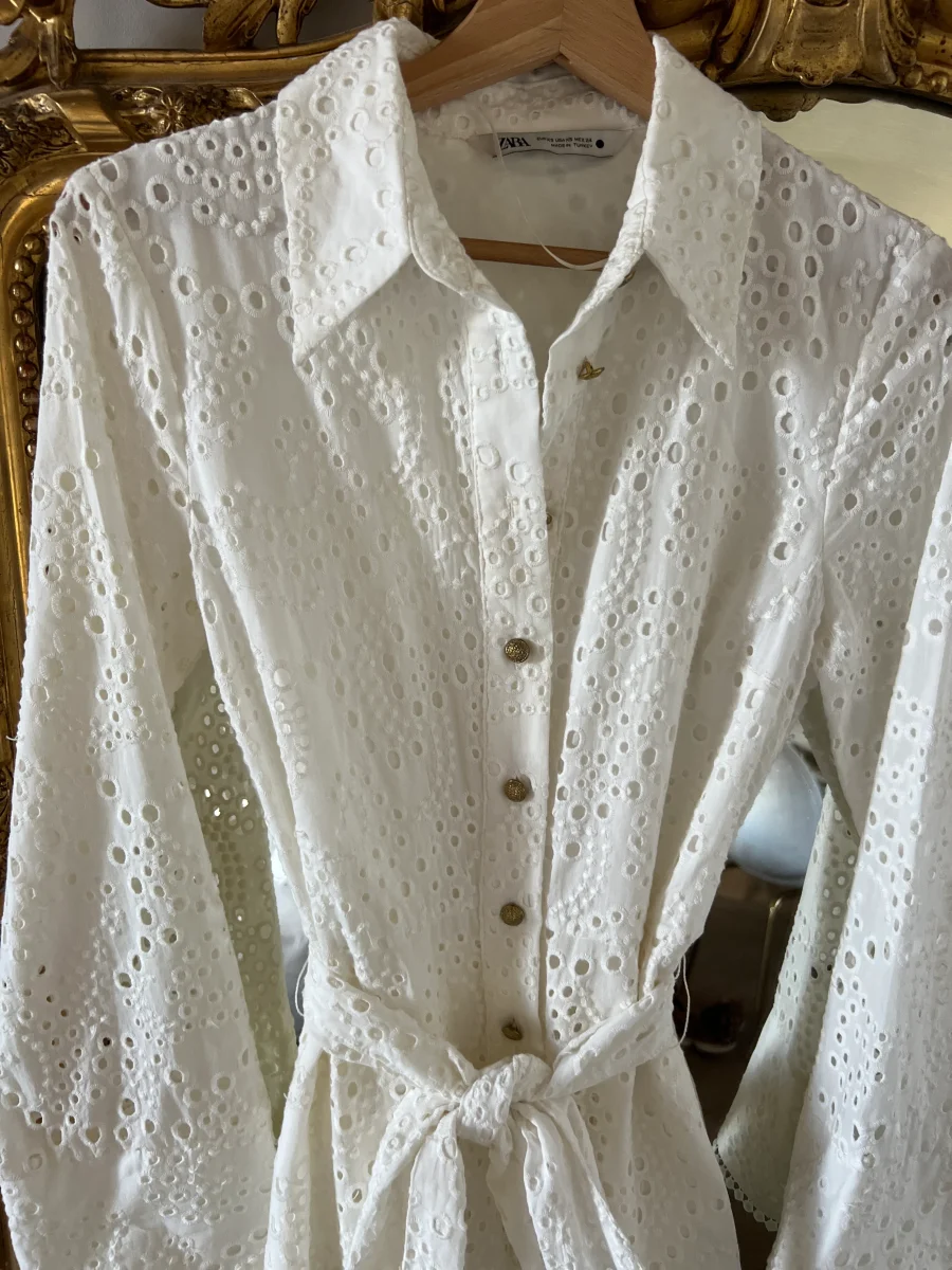Zare- Robe blanche longue brodée – Image 4