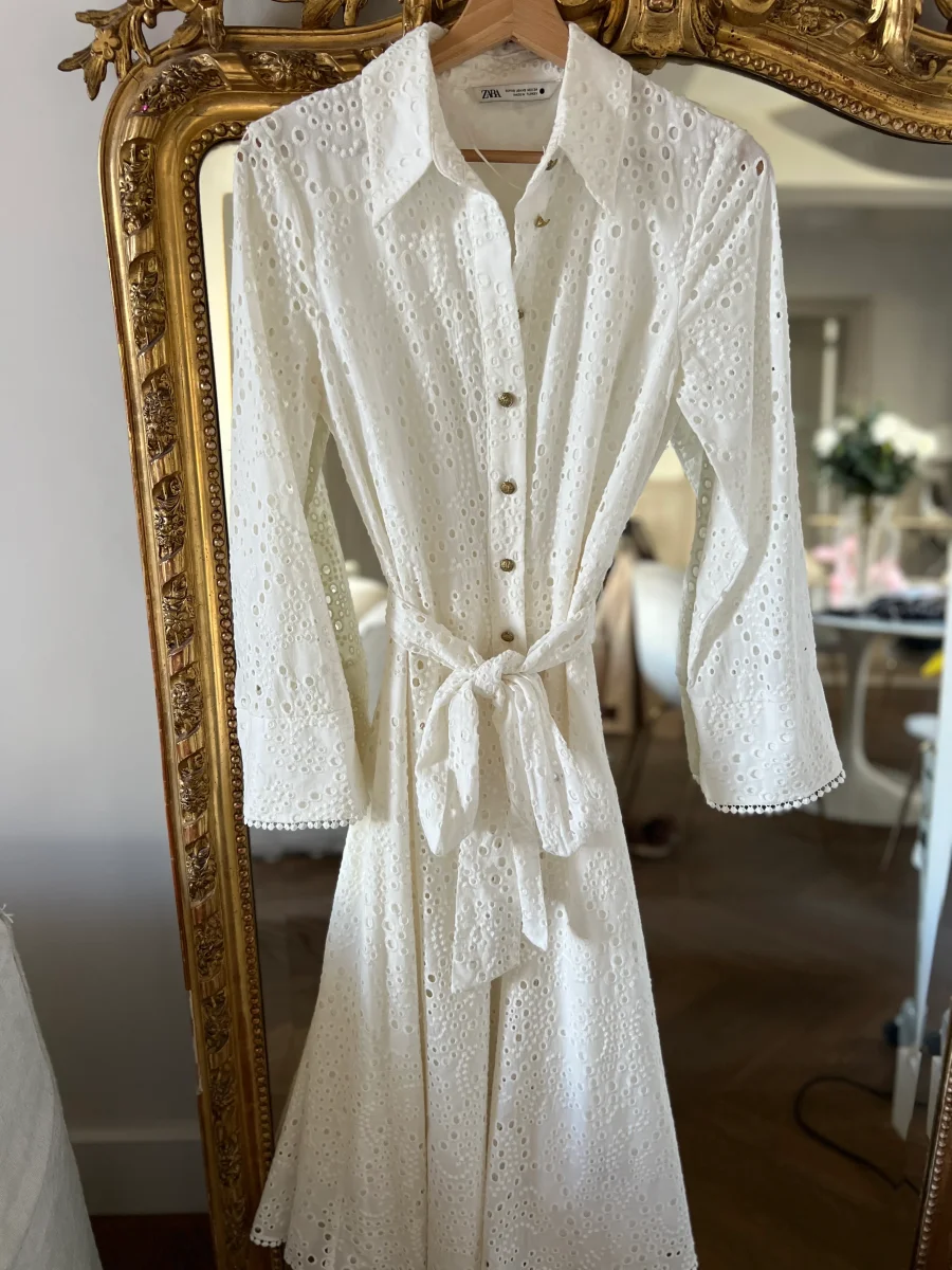 Zare- Robe blanche longue brodée
