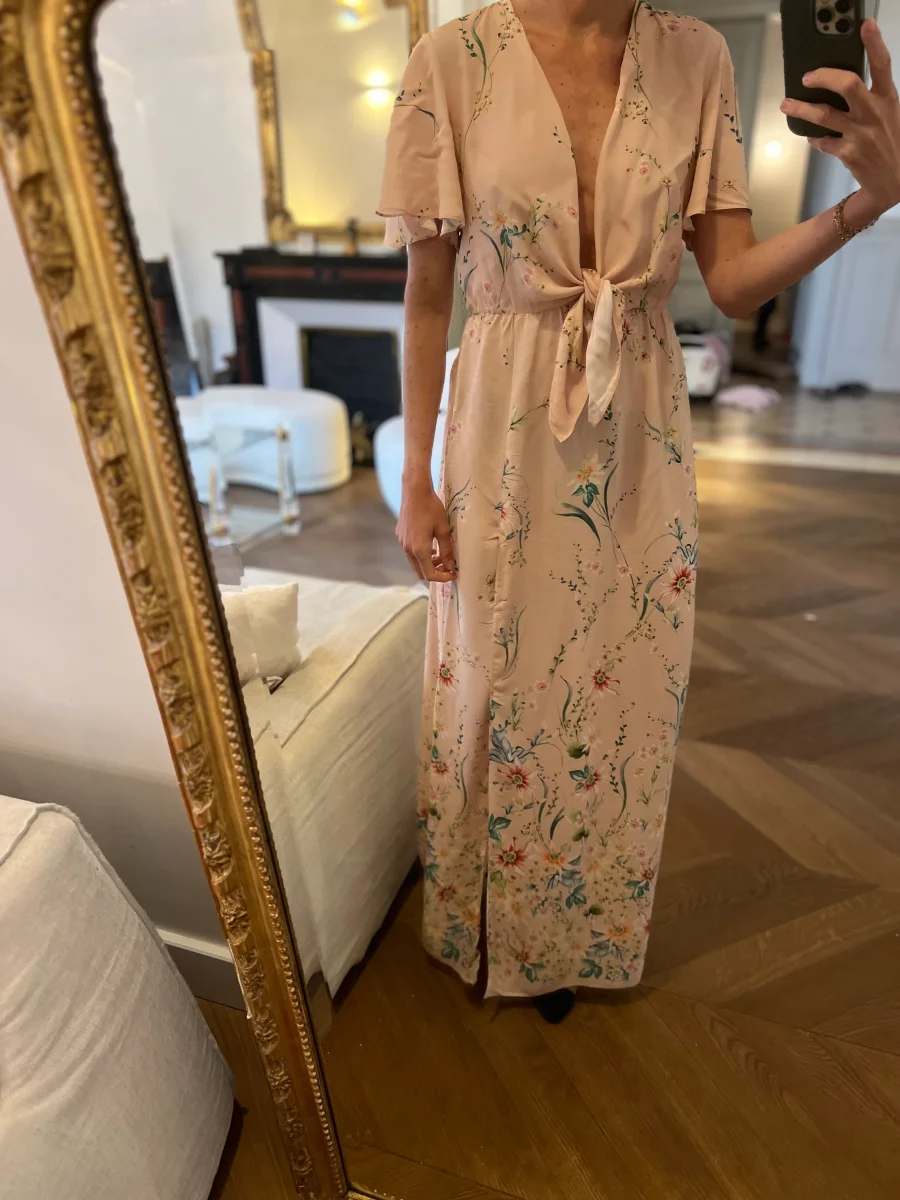 Robe Zara rose pale à fleurs – Image 3