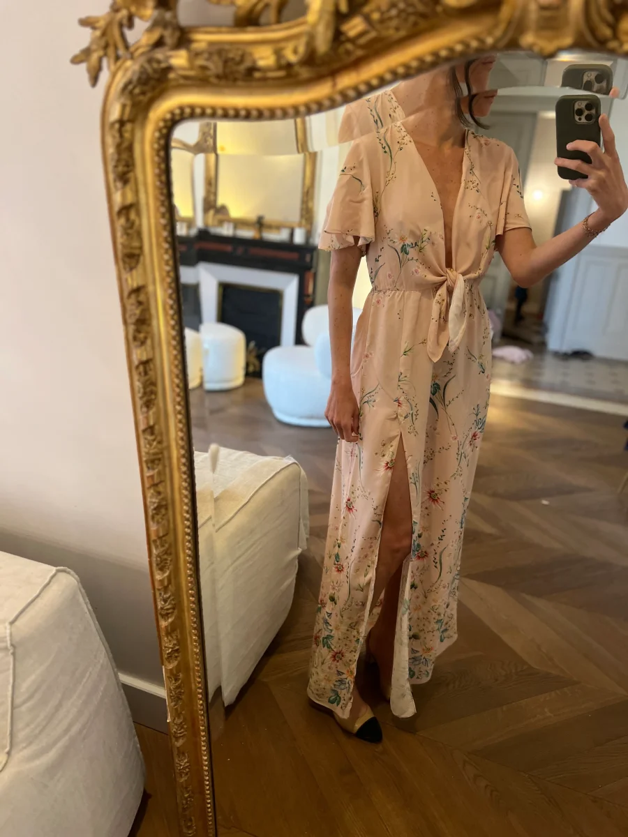 Robe Zara rose pale à fleurs – Image 4