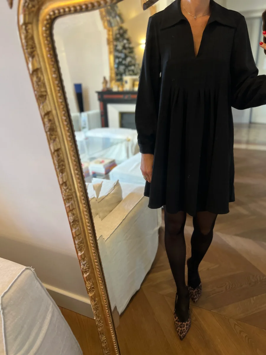 Zara - Robe noire col chemise – Image 2