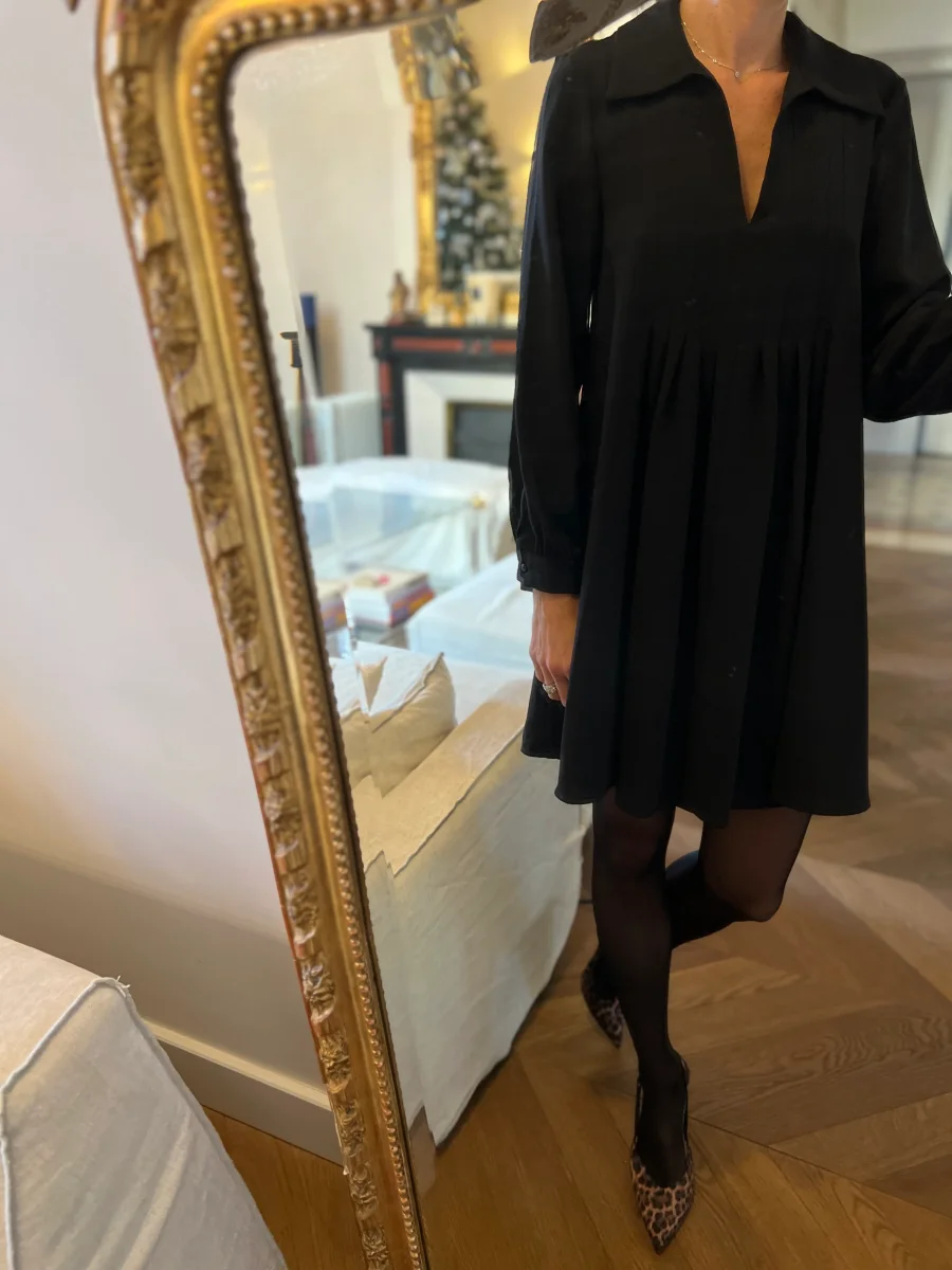 Zara - Robe noire col chemise – Image 3