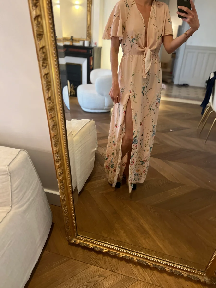 Robe Zara rose pale à fleurs – Image 6