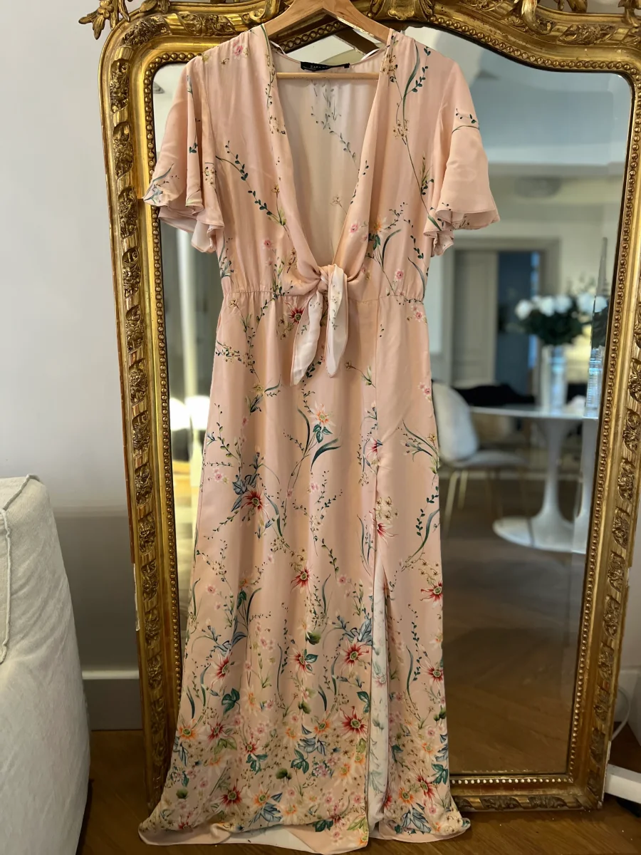Robe Zara rose pale à fleurs – Image 7