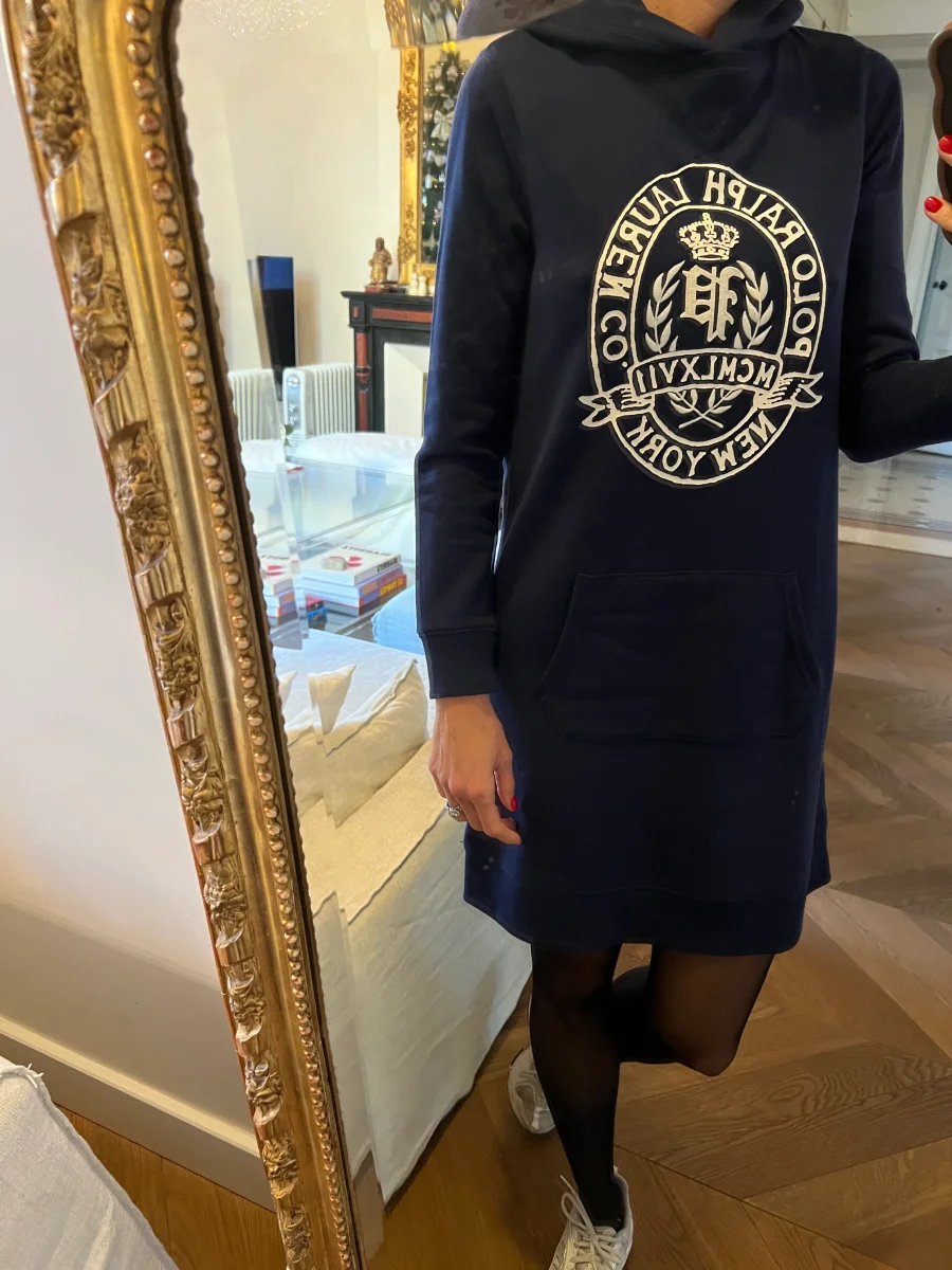Polo Ralph Lauren - Robe Sweat bleu marine à capuche – Image 2