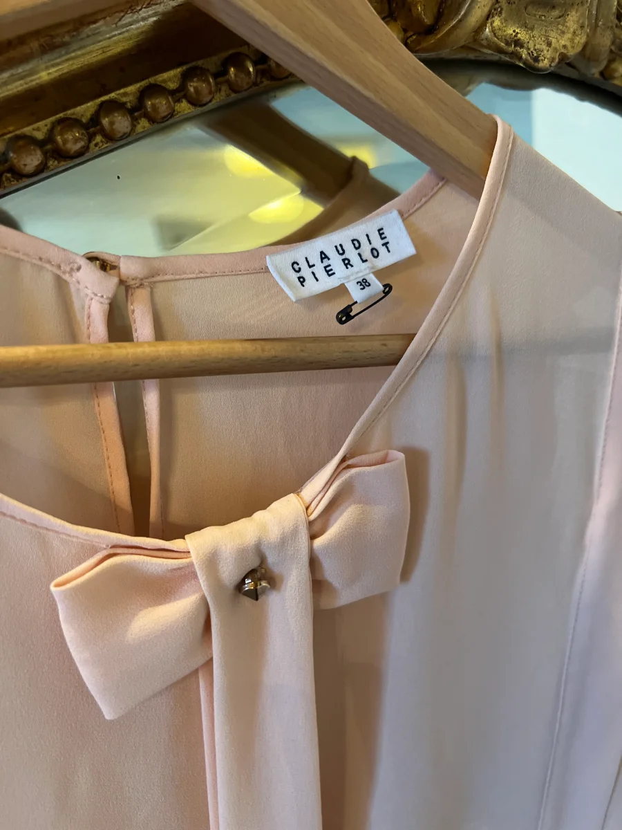 Claudie Pierlot - Débardeur rose pale avec noeud – Image 3