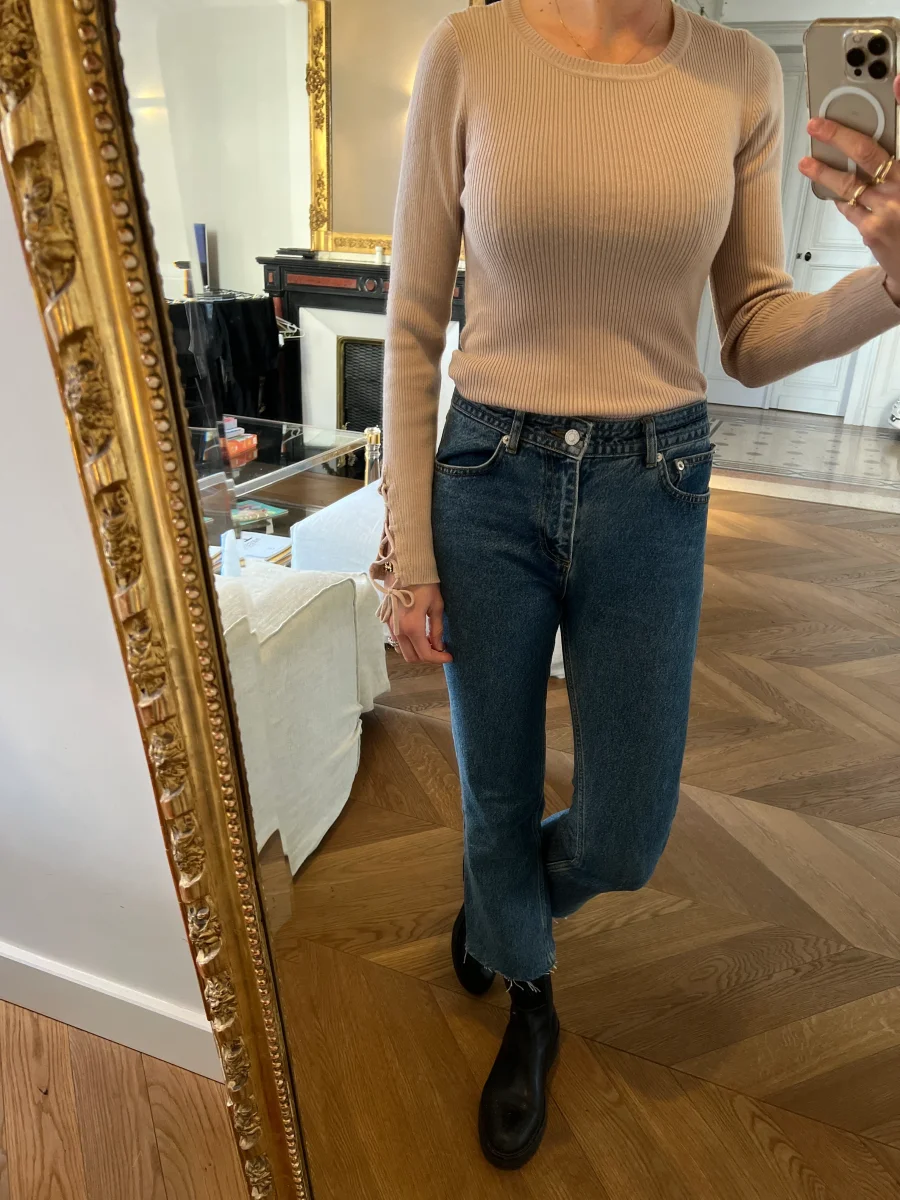 Pull fin en laine Sandro beige – Image 2