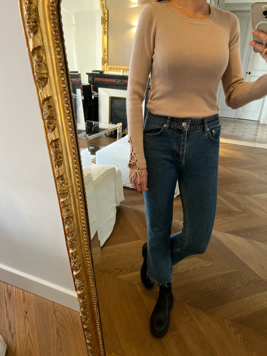 Pull fin en laine Sandro beige – Image 3