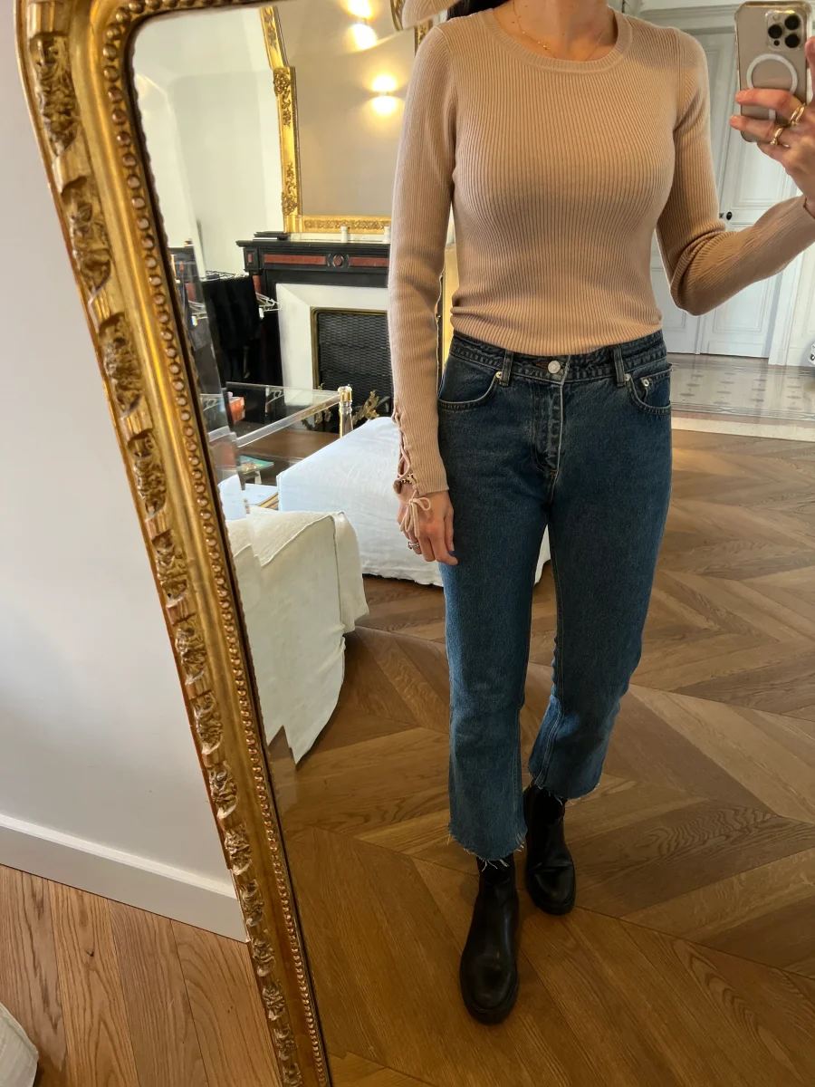 Pull fin en laine Sandro beige – Image 4