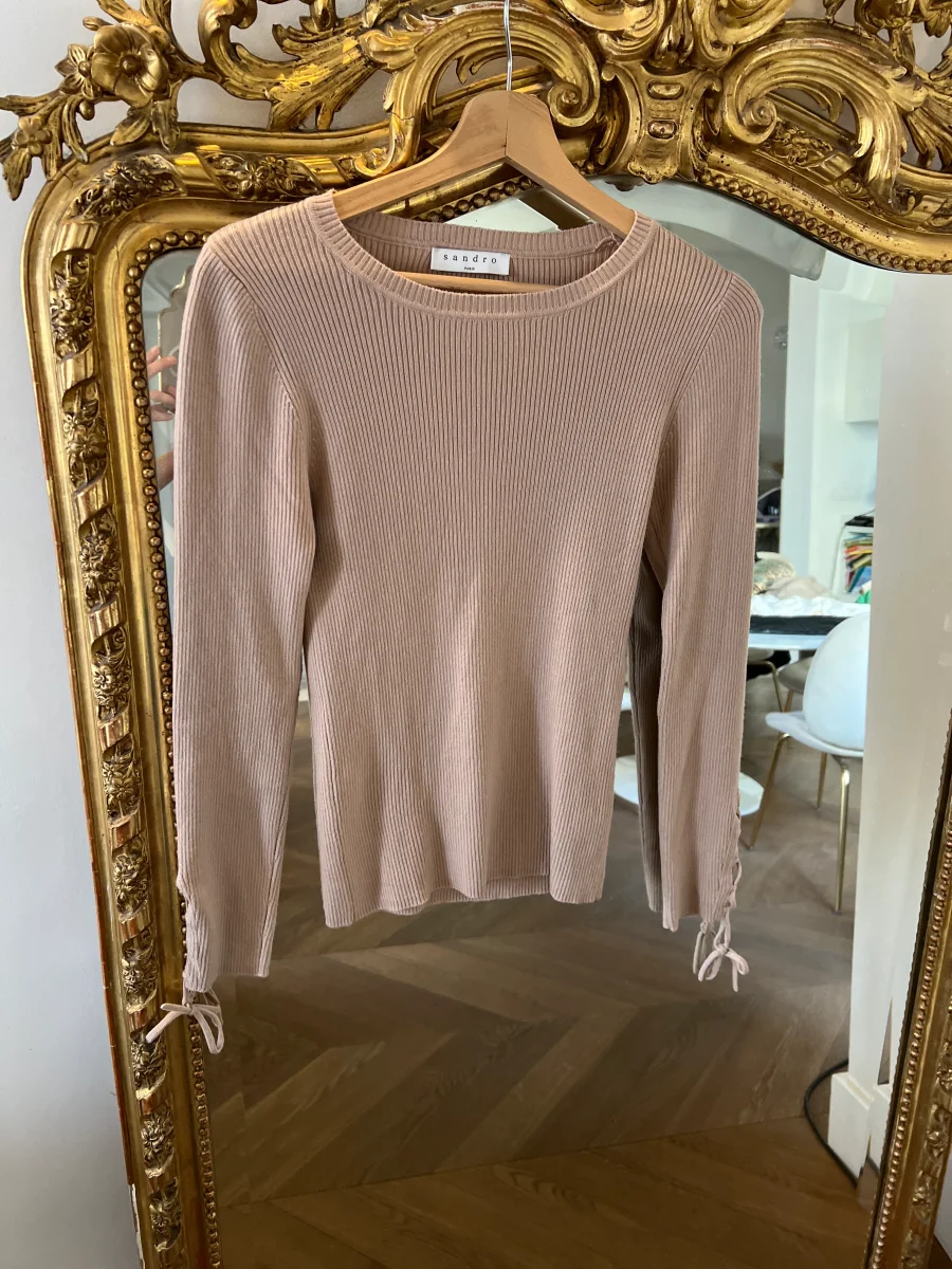 Pull fin en laine Sandro beige – Image 5
