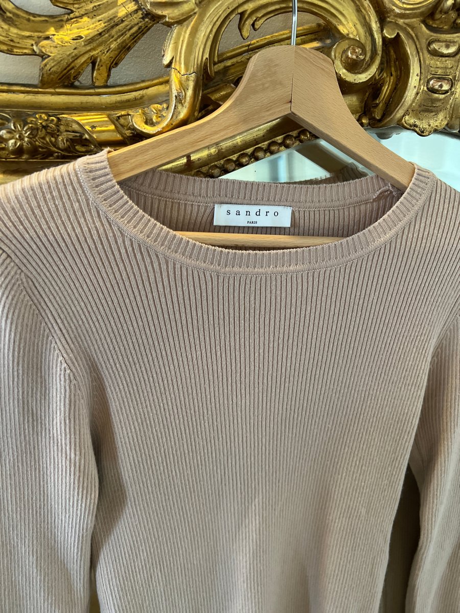 Pull fin en laine Sandro beige – Image 6
