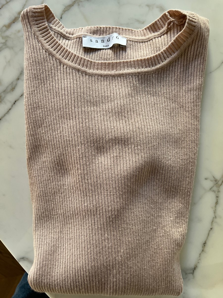 Pull fin en laine Sandro beige – Image 8