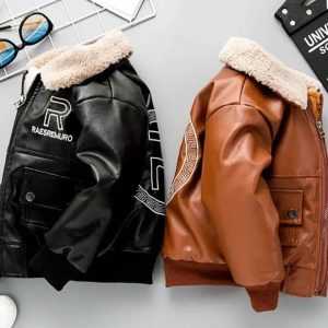 Blouson aviateur aspect cuir pour enfant