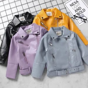 Blouson en simili cuir coloré pour fille