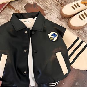 Blouson en simili cuir de style américain pour garçon
