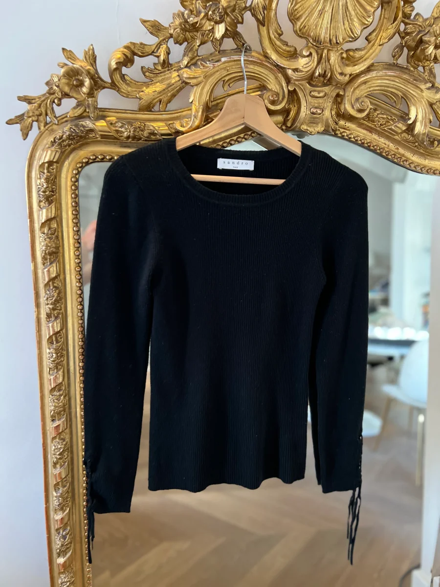 Pull fin en laine Sandro Noir – Image 5
