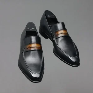 Mocassin Le Lincoln Noir et Strap Gold