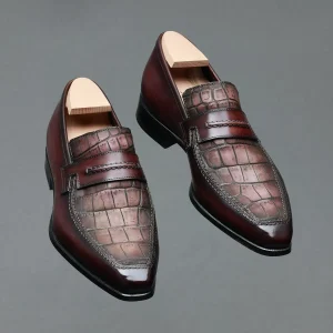 Mocassin Le Lincoln bi-matière Alligator Nubucké