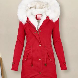 Blouson fourré et chaud à capuche pour femme