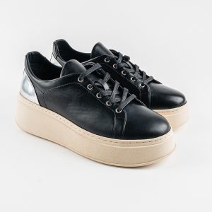 Baskets en cuir – Loly01 – Noir Speccia Argent