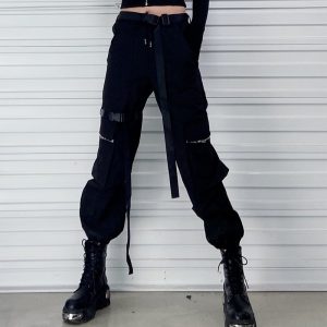Pantalon techwear gothique femme