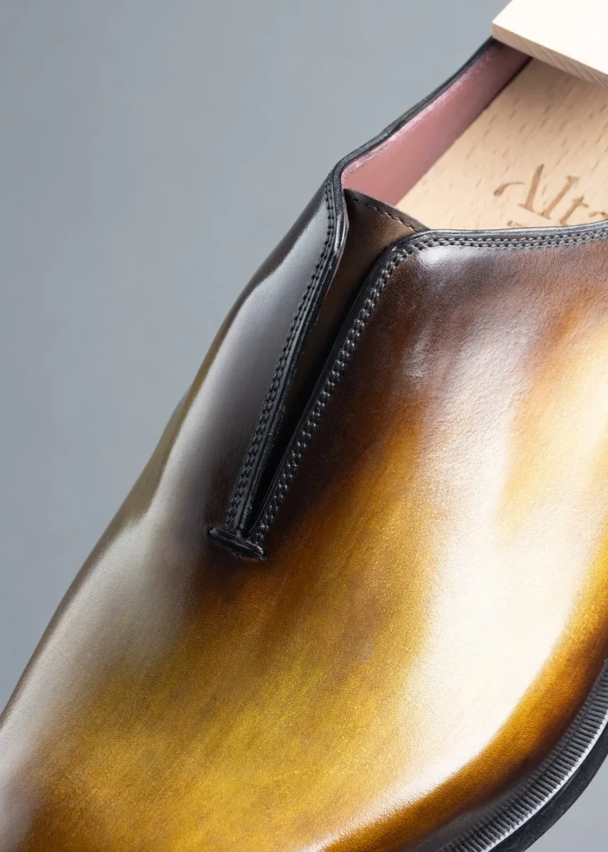 Slip-on Phantom en cuir de veau patiné marron gold – Image 6