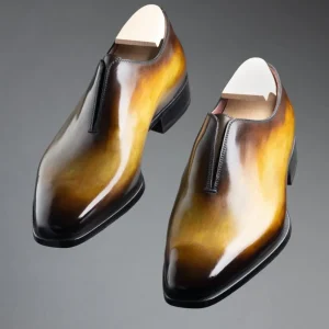 Slip-on Phantom en cuir de veau patiné marron gold
