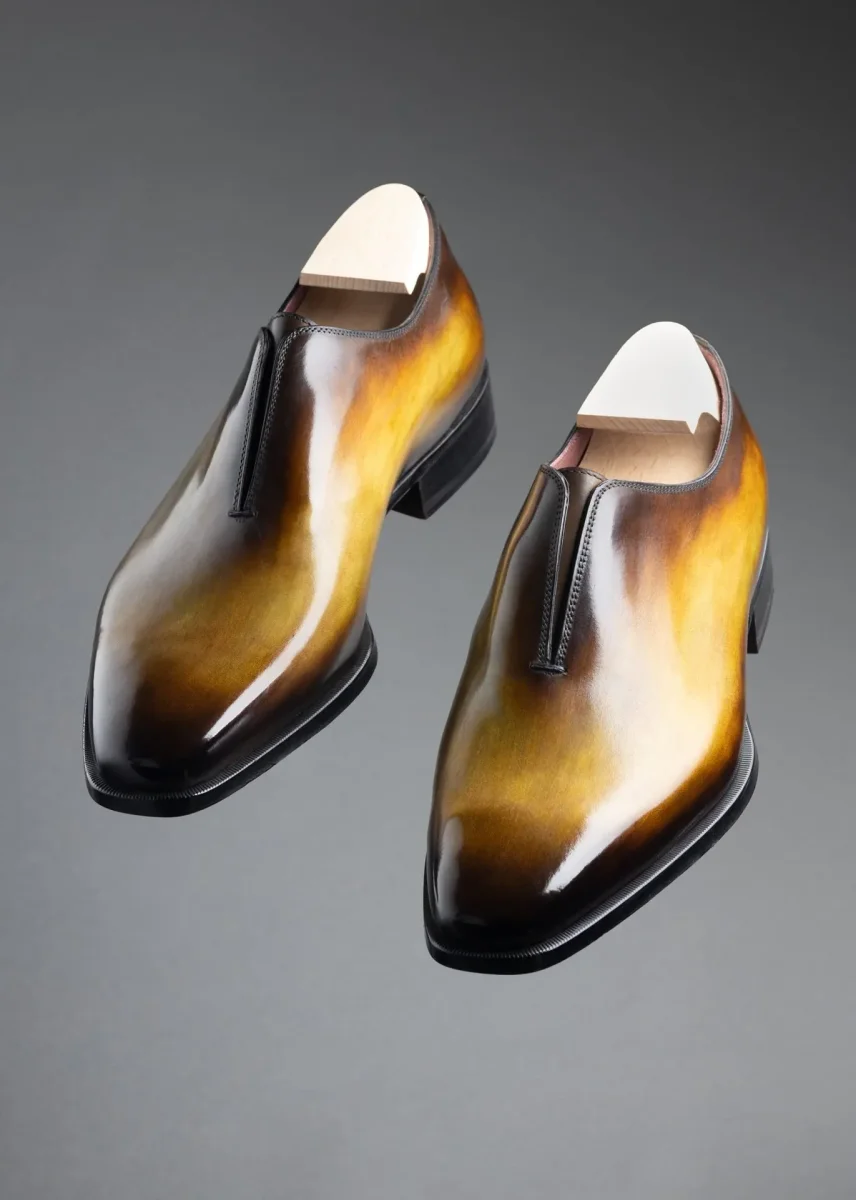 Slip-on Phantom en cuir de veau patiné marron gold