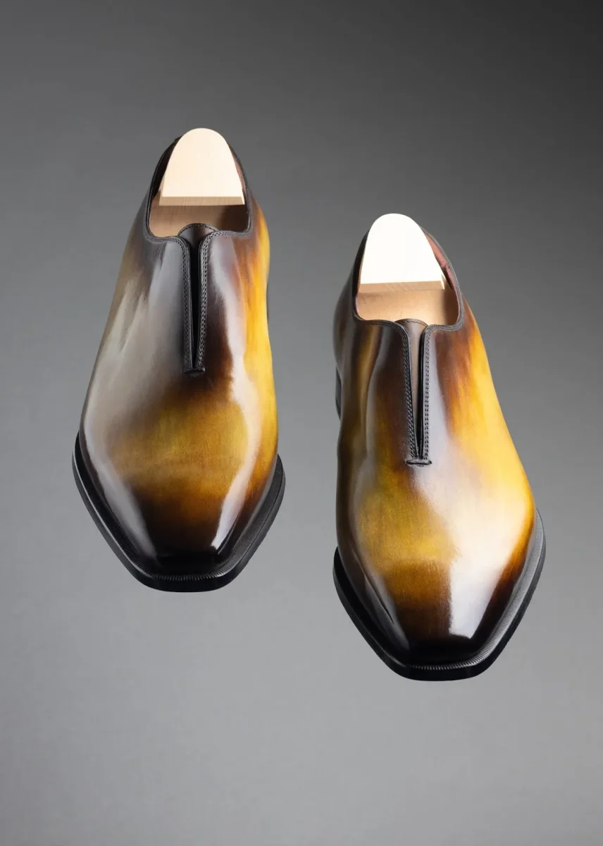 Slip-on Phantom en cuir de veau patiné marron gold – Image 5