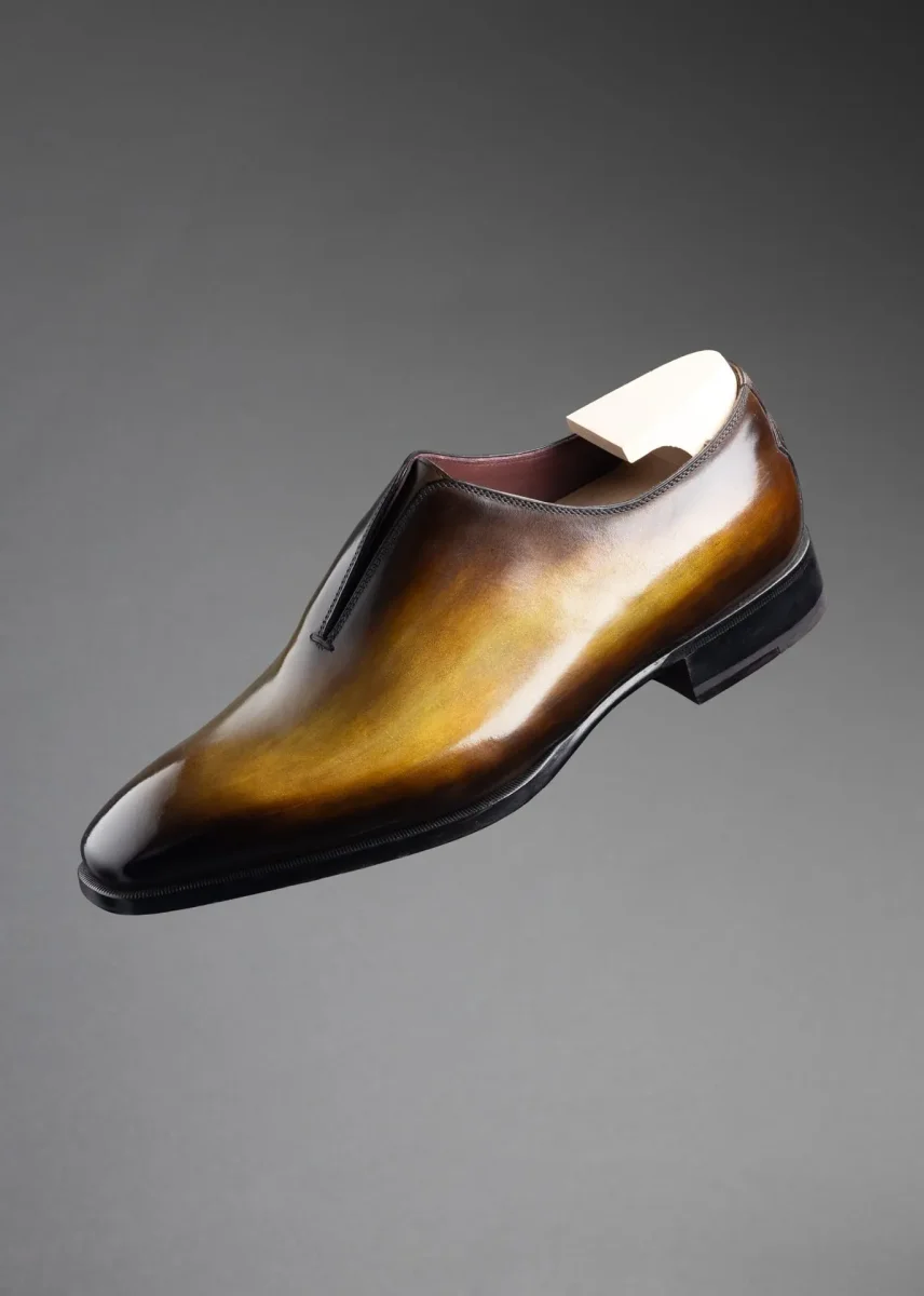 Slip-on Phantom en cuir de veau patiné marron gold – Image 3