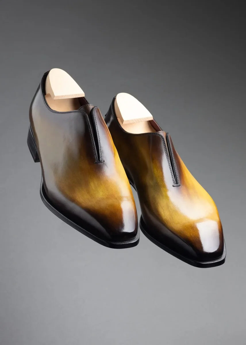 Slip-on Phantom en cuir de veau patiné marron gold – Image 4