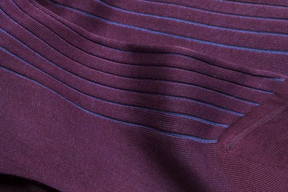 Fil d’Ecosse rayé bordeaux / bleu roi – Image 3