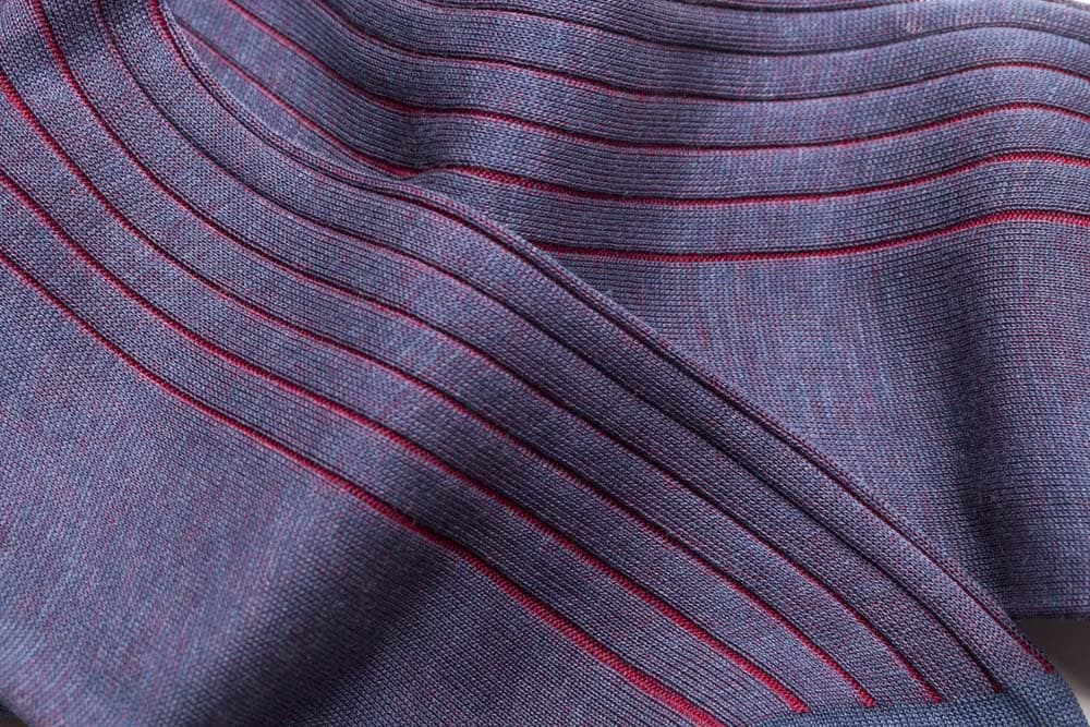 Fil d’Ecosse rayé bleu pétrole / rouge – Image 3