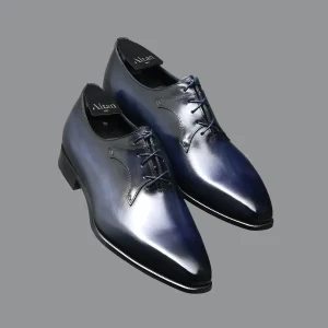 Richelieu le Eiffel en cuir de veau Bleu Nuit