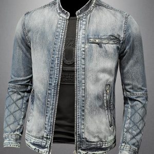 Blouson en jean original à col rond