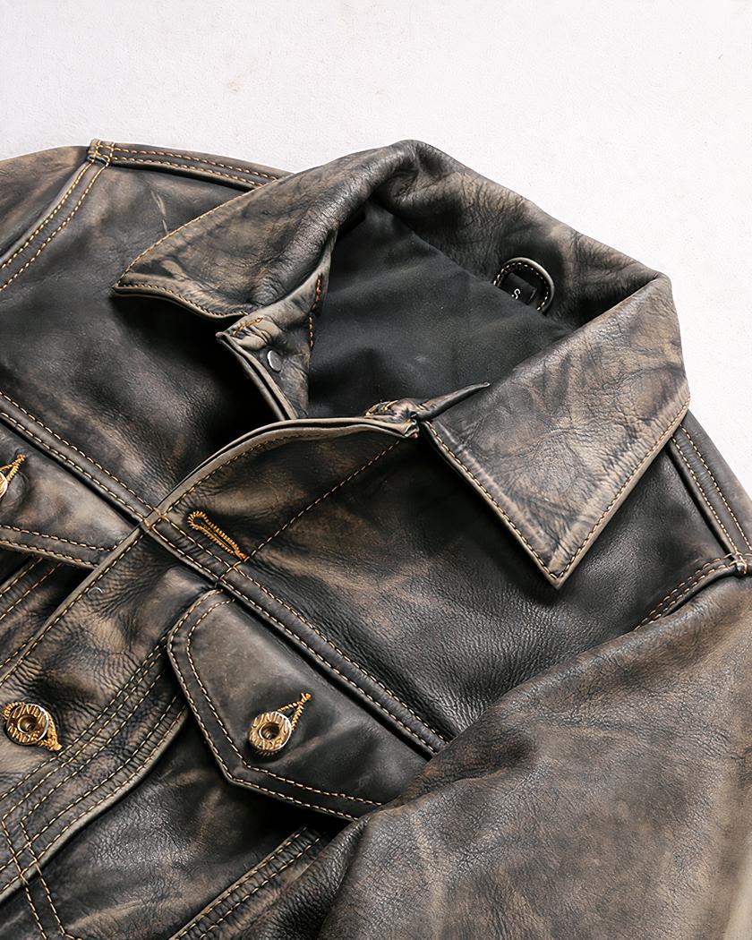 Blouson de luxe en cuir vintage pour homme – Image 8