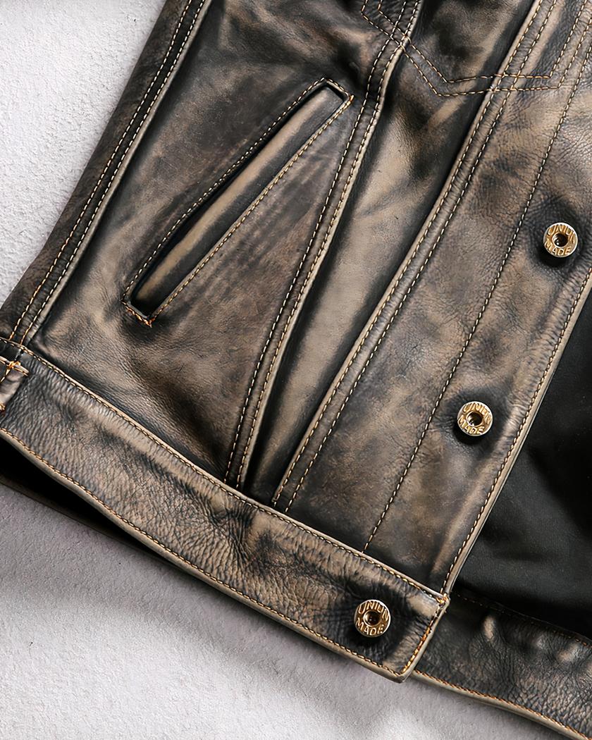 Blouson de luxe en cuir vintage pour homme – Image 7