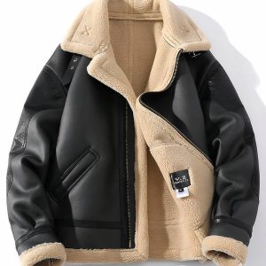 Blouson bombardier à col rabattu et fourré