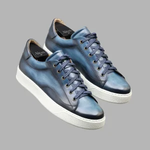 La Tennis Roland en cuir de veau patiné