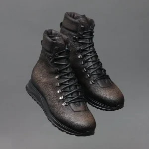 Sneaker Ultimate en Veau Grainé Marron Chocolat