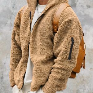 Blouson polaire à capuche doux et moelleux