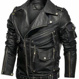 Blouson perfecto en simili cuir à poches zippées