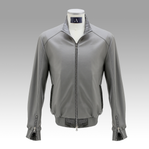 Veste en cuir City Grise