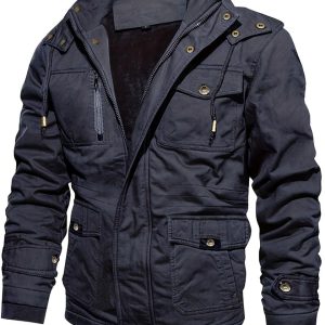 Blouson fourré multi-poches à capuche