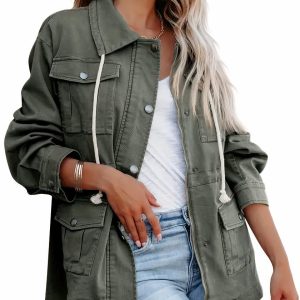 Blouson femme en jean à cordon taille ajustable