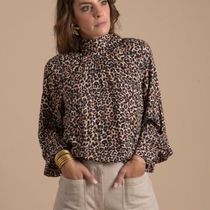 Fanny Blouse femme fluide imprimé léopard made in France