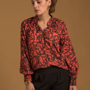 Blouse rouge à imprimés pour femme Made-in-france