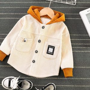 Blouson bebe garçon à capuche en velours côtelé