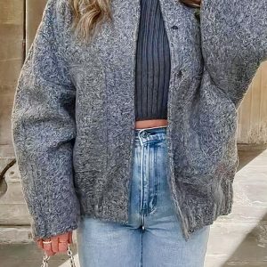 Blouson coupe bomber en tweed pour femme