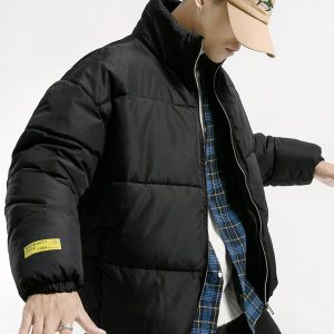 Blouson chaud coupe-vent à col montant épais pour homme